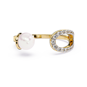 18k pure gold Luxury <b>Rings</b> Pearl <b>Open</b> Cuff <b>Ring</b> Natural Round diamond Engagement <b>Rings</b> For Women Elegant Wedding Fine Jewelry - Product Image 1