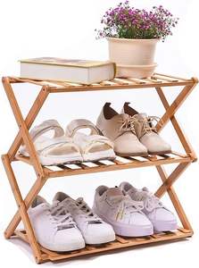 Organizador de zapatos de madera de diseño único para la sala de estar con patrón decorativo y base estable - Product Image 4