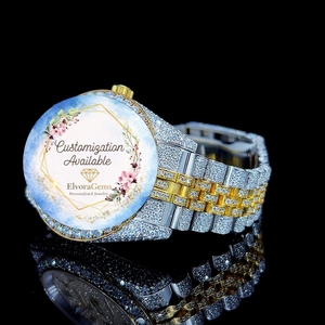 Reloj Inteligente Redondo de Moda para Mujer ElvoraGems con Gemas, Correa de Acero Inoxidable, Personalización Disponible - Product Image 2