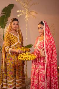 Traditional Indian Ethnic Wear Pure 100% Cotton Floral Anarkali Dress Ladies Bulk Wholesale Export Jaipuri Hand Block Print - Product Image 4