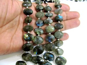 Natural Labradorite Oval Faceted Beads 10x13mm to 13x18mm Genuine Stone Strand for <b>Necklace</b> Making 9 Inches <b>Long</b> - Product Image 3