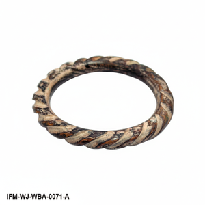 Brazalete de Madera Antiguo Hecho a Mano, Pulsera Vintage Tallada a Mano con Diseño de Cuerda Espiral Trenzada, Joyería Étnica Boho Natural - Product Image 2