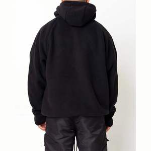Sweat-shirt à capuche noir pour homme, coupe ample, en polaire, pour l'hiver, style décontracté, avec masque intégré, manches classiques, en coton tricoté - Product Image 5