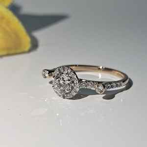 Anillo de halo con diamante cultivado en laboratorio de corte redondo brillante para mujer, solitario, oro macizo de 14K, joyería de boda, regalo para compromiso - Product Image 2