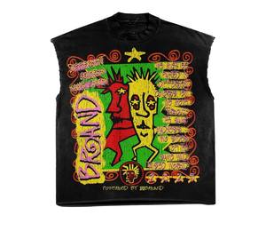 Camiseta sin mangas con estampado gráfico completo DTG y pedrería TAHAD, top corto y holgado para hombre, fabricación de ropa personalizada - Product Image 1