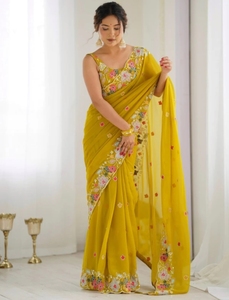 Sari de Georgette Bordado al Estilo Bollywood KV - Product Image 2