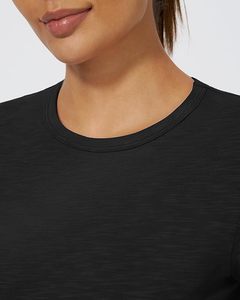 <b>Women's</b> black Short Sleeve <b>V</b>-<b>neck</b> Regular Fit <b>T</b>-<b>Shirt</b> Solid Color Casual Style 100% Cotton Breathable Canvas Jersey Eco-Friendly - Product Image 6