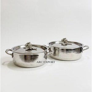 Hand-Hammered Gold Stainless Steel Eco-Friendly Pot <b>Pan</b> <b>Set</b> Heavy Duty Decorative Cookware Casserole Saucepan Ornate Europe - Product Image 5