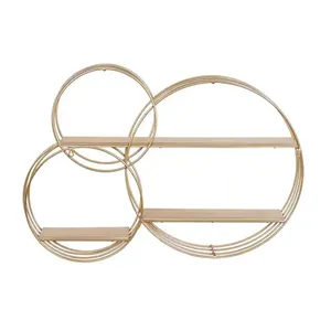 Minimalist <b>Wall</b> <b>Shelf</b> Iron Metal Three Layer Rectangular Storage Rack Adjustable Bracket <b>Mounted</b> for Living Room <b>wall</b> <b>shelf</b> - Product Image 4