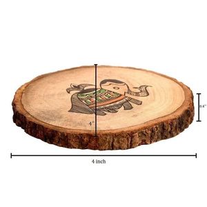 Handmade Wood Round Coasters Set With Cartoon <b>Elephant</b> Design For Tea Coffee Mats & Pads - Product Image 6