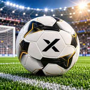Ballon de football personnalisé de qualité professionnelle |   Blanc Noir Or |   Logo X |   Fabricant OEM ODM |   Qualité de conception haut de gamme - Product Image 6