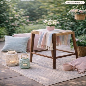 Tabouret en bois écologique de haute qualité, design rustique, fait main, léger, gain de place, meuble de salon, ottoman pour la maison, école - Product Image 4