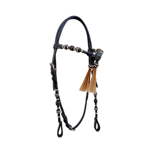 Nudos de Futurity ecuestre, cabeza de brida de caballo de cuero moldeado marrón con borla de pelo de cuero crudo Natural trenzada a mano por 575 - Product Image 1