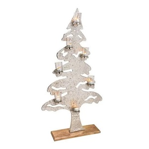 Elegante candelabro decorativo de madera con diseño de ciervo y árbol, para velas de té, con opciones de personalización para Navidad. - Product Image 2
