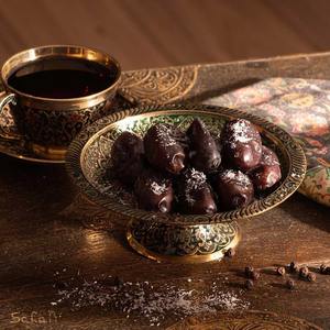 Bol à dattes en métal finition antique, élégant, pour servir des fruits secs, des amandes, des noix de cajou, décoration de table - Product Image 1