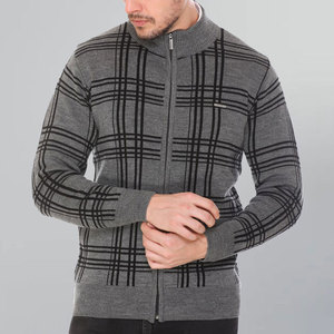 Suéter de punto grueso informal para hombre, con cremallera y cuello alto, 100% lana/forro polar, color liso, transpirable, estilo streetwear, venta al por mayor - Product Image 1