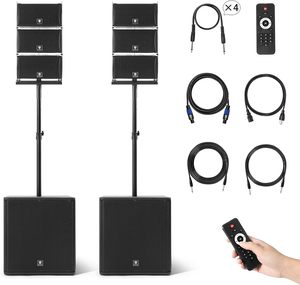 Système de sonorisation professionnel avec deux haut-parleurs à compression de 3 pouces, haut-parleur large bande avec support de subwoofer et télécommande - Product Image 1
