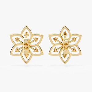 Moissanite Diamond Stud <b>Earrings</b> with Screw <b>Back</b> Certified Flower Shape Iced Out Cute Luxury <b>Earrings</b> Set for Women's - Product Image 4