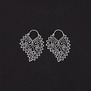 Textured Silver Gold Plated Brass Intricate Filigree Trendy Hoop <b>Earrings</b> 47x35MM - Product Image 2