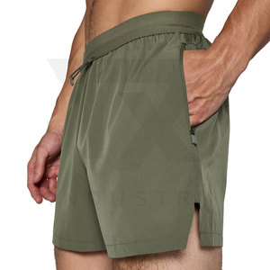 Pantalones Cortos Deportivos de Secado Rápido para Hombre, Color Sólido, Cintura Media, con Cordón, Casuales, Verde Oliva, 100% Poliéster Tejido - Product Image 2