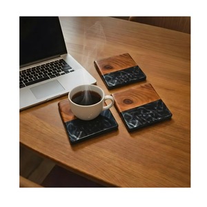 Classic Wooden Resin <b>Tea</b> & Coffee Cup Coasters Handmade Lightweight Decorative for Home Office Hotel Use - Product Image 6
