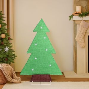 Albero di Natale Pre-Illuminato da 120 cm per Decorazioni da Giardino, 110 Luci LED Bianco Caldo, Decorazioni Natalizie per Esterni e Interni in PE - Product Image 3