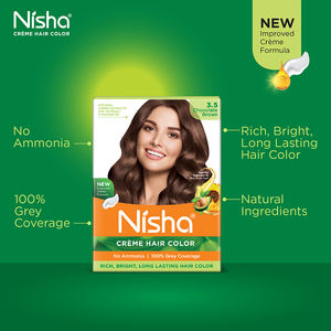 Coloration capillaire permanente Nisha pour femmes, brun chocolat longue durée, couvrance 100% des cheveux gris, 20g+20ml - Product Image 4