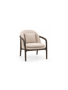 Midcentury Modern Tufted Upholstered Armchair Comfort Backrest Wood Frame <b>Fabric</b> Seat for Outdoor Villa Living Room Furniture - Product Image 2