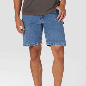 Men's Mid Waist <b>Denim</b> Bermuda Shorts Solid Color Cotton Fabric Elastic Waist Casual Style Breathable Woven <b>Material</b> - Product Image 1