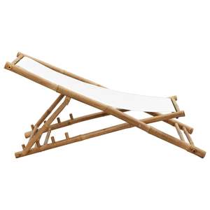 Tumbona Plegable de Bambú Blanco Mediana, Conveniente y Práctica para Relajarse Junto a la Piscina - Product Image 5