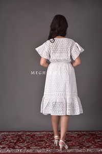 Vestido Midi de Diseño con Bordado Schiffli, Vestido de Fiesta de Lujo para Damas de Honor, Vestido de Playa Cómodo y Bordado - Product Image 4