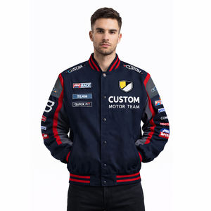 Veste de sport automobile pour homme, veste bomber personnalisée pour équipe de course, veste streetwear vintage avec patchs - Product Image 1