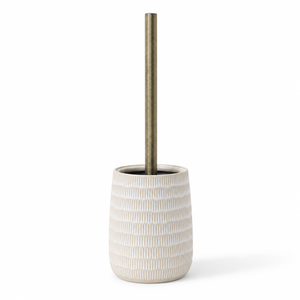 Juego de accesorios de baño de cerámica modernos y orgánicos: dispensador de jabón, vaso, bandeja, soporte para escobilla de inodoro para baño - Product Image 6
