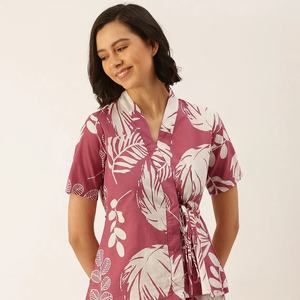 Indian 100% Cotton Womens Pj's Ultra Soft Cotton <b>Pyjama</b> Set Shorts Shirts Printed Cotton Shorts Shirt <b>for</b> Women - Product Image 1