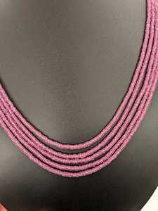 Collar de cuentas redondas de zafiro rosa de 5 capas, hecho a mano, joyería de piedras preciosas naturales, collar de zafiro de plata 925, venta al por mayor. - Product Image 6