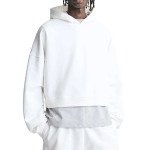 Sudadera con Capucha Extra Grande Blanca para Hombre, Sudadera Informal de Color Sólido, Sudadera Deportiva de Punto con Capucha, Poliéster/Algodón para Invierno - Product Image 1