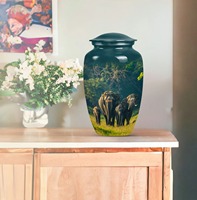 Urnes funéraires pour famille d'éléphants, pour cendres humaines, adulte, femme, style américain/européen, écologiques, design personnalisable (10 pouces)