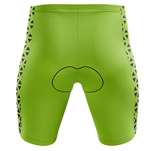 Ensemble de maillot de cyclisme vert à manches courtes avec fermeture éclair intégrale et motif triangulaire, vêtements de sport pour hommes - Product Image 4