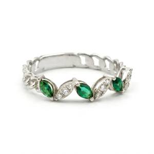 แหวนมรกตโคลอมเบีย เงินแท้ 925 ชุบทอง 14K ทรงมาร์คีส์ ของแท้รับรองคุณภาพ เครื่องประดับชั้นดี - Product Image 3