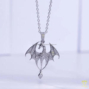 Luxury Dragon Wing Pendant With VVS Moissanite Diamonds <b>Solid</b> 925 <b>Silver</b> Hip Hop Statement <b>Necklace</b> Jewelry - Product Image 4
