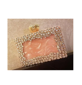 Classic Resin Simple Design Brass Ladies Sling Women Look Evening Clutch <b>Wedding</b> Purse BY MULTI CRAFT - Product Image 4