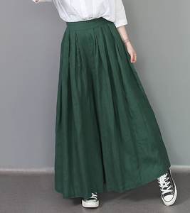 Women High Waist Wide Leg <b>Pants</b> Solid Color Linen Cotton Loose Fit Full Length Pleated Elastic Waist Casual <b>Summer</b> Trousers - Product Image 6
