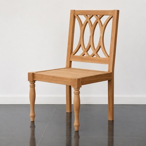 Traditional Solid <b>Teak</b> Wood <b>Chair</b> with Carved Backrest and Turned Legs Well Sanded Finish Model CHA27 - Product Image 1