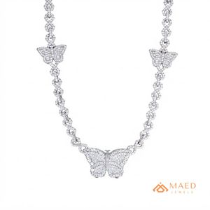 Collar con Colgante de Mariposa de Plata de Ley y Moissanita, Joyería de Moda, Cadena Fina, Estilo Elegante para Mujer, Regalo de Nueva York - Product Image 1