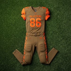 Custom Brown Orange American Football Jersey <b>Padded</b> <b>Pants</b> Set Team Uniform Sportswear Wholesale Manufacturer Supplier Bulk - Product Image 6