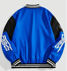 Men's Button Graphic Stand Collar Varsity Racing Motorcycle <b>Jacket</b> Streetwear Bomber Coat Casual <b>Winter</b> Car Race Outerwear - Product Image 2