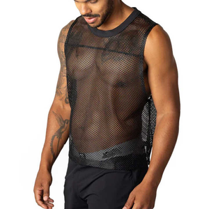 Wholesale High Quality Customized Men's Knitted <b>Mesh</b> Sporty Tank <b>Top</b> Running Sports Fitness Sleeveless Custom Logo Design - Product Image 5