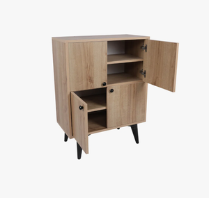 Premium Quality Natural Wood Storage Cabinet Modern Four Door Floor Standing Cupboard Stand for Home and Office Interior - Product Image 3