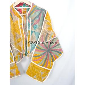 New Style Boho Cotton <b>Jacket</b> & Coats Christmas Gift for Her Indian <b>Kantha</b> Handmade Quilted <b>Jacket</b> Women's Wear Cotton Coat - Product Image 3