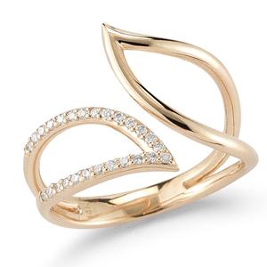 Bague en or massif 10K/14K/18K de luxe avec diamant de laboratoire, motif feuille, bande ouverte, bijou statement délicat, idéal pour l'empilage, cadeau pour elle - Product Image 1